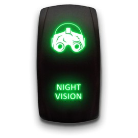 Night Vision - Green - Laser Etched Toggle Switch 20A 12V - Vertical Rocker Switch 5-Pin DPST