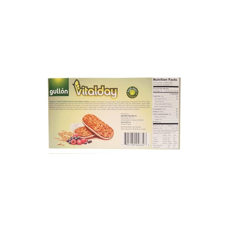 Gullon Tasty Breakfast Yogurt Sandwich Crunch Biscuit Cookies with Whole