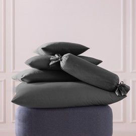 ESTELLA Fine Jersey Cushion Cover, Graphite, 80 x 80 cm, Perfect Fit and Practical Zip, Tumble Dryer-Proof and Non-Iron Cushion Cover Made of 100% Cotton