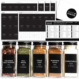 Black Spice Labels for Spice Jars - 148 Minimalist Spice Jar Labels for Spice Containers - Spice Labels Stickers Preprinted - Spice Organizing Labels Herb Seasoning Kitchen Pantry Labels for Jars