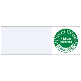 Labelident Cable Test Badges 25 x 70 mm for Cable Diameter 7.5 to 16.5 mm - Next Test Date - 1,000 Test Badges on Roll 2024-2029, Vinyl Green/White