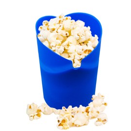 Fglmctsh The Original Microwave Popcorn Popper, Silicone Popcorn Maker Collapsible Bowl BPA -Free, Hot Air Popcorn Maker, No Oil Required (Blue, 1)