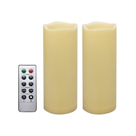 iZAN 2 PCS Outdoor Flameless LED Pillar Candle with Remote & Timer - Long Lasting Waterproof Flickering Battery Operated Electric Candle for Christmas Lantern Party Wedding Decoration 3"x8"