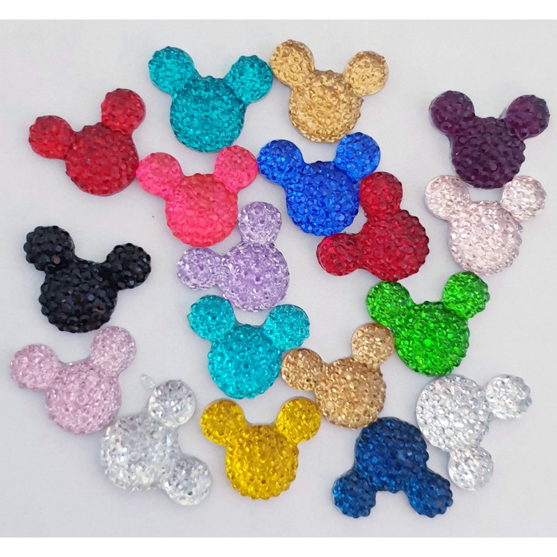 MajorCrafts® 50pcs Mixed Colours 14mm Flat Back Kawaii Resin Mouse