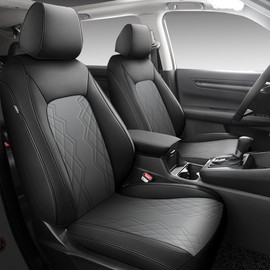 FEINEPRO for Honda CRV Seat Covers 2025 2024 2023 - Custom Fit CRV Seat Covers EX-L/EX/LX/Sport/Touring/Special Edition Hybrid & Gas - Leather CR-V Seat Cover Full Set Waterproof - Black and Gray