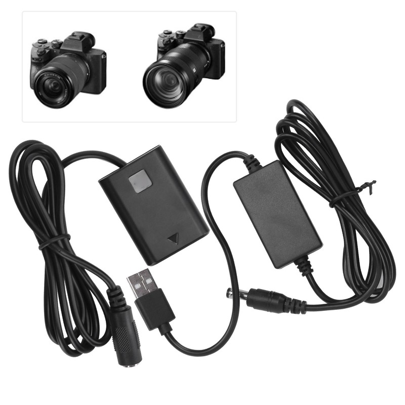 NPFW50 Dummy Battery DC Coupler Power Adapter with USB Drive