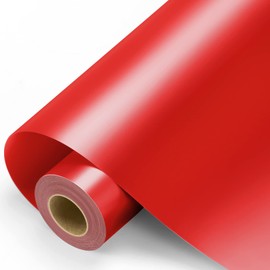 Red Permanent Vinyl - Red Adhesive Vinyl Roll for All Cutting Machine, Permanent Outdoor Vinyl 12" x11FT for Decor Sticker, Car Decal, Scrapbooking, Signs, Glossy & Waterproof