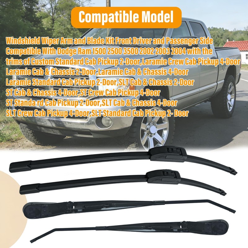 ZXFRC Front Windshield Wiper Arm & Blade Kit Compatible With