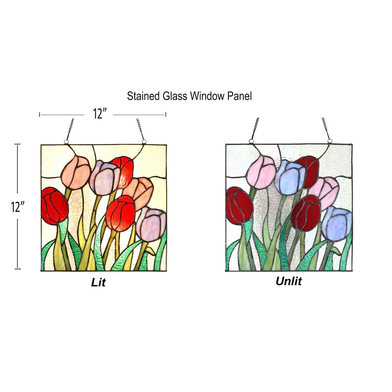 HomeBeauty PA0004 Stained Glass Hanging Panel-12 Wx12 H Window Suncatcher