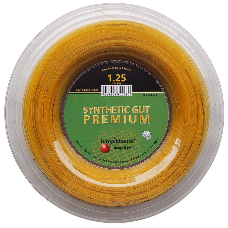 Kirschbaum Spule Synthetik gut Premium Tennissaiten, SGP125-200, Natur, 1.25mm/17-Gauge