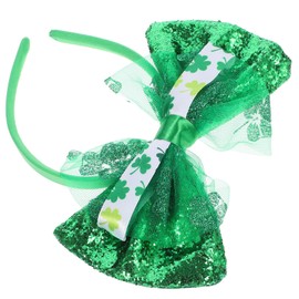 Parliky St. Patrick's Day Shamrock Headband Bowknot Decor Headwear Irish Festival Hair Accessory Sturdy Hairband