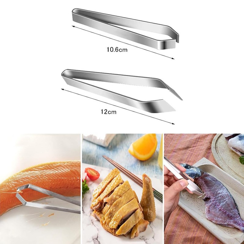 DFsucces 3-Piece Scale Remover Tweezer, Bone Tweezer, Stainless Steel Fish