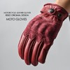 RIDEZ RLG2202-RED-M Motorcycle Genuine Leather Gloves, Short, Smartphone Compatible, Men's