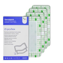 VED Dermapore wasserfester, selbstklebender Wundverband – Geeignet für Schnitt- und Abschürfungen, diabetische Beingeschwüre, venöse Beingeschwüre, kleine Druckgeschwüre – Mittel, 9 x 20 cm (25er-Pack