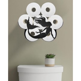 Wigag Mermaid Toilet Paper Holder for Extra 8 Rolls, Ocean Decorative Toilet Paper Storage Wall Mounted, Farmhouse Bathroom Novelty Decor Toilet Paper Cabinets Over The Toilet Storage