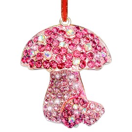 JUESMOS Mushroom Ornaments for Christmas Tree Metal Mushroom Christmas Ornaments Crystal Ornaments Mushroom Decor Christmas Mushroom Gifts for Women Girls Mom Mushroom Keepsake for Mushroom Lovers