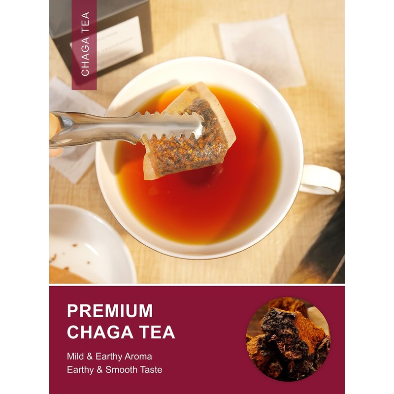 TeeLux Chaga Tea Bags, Pure & Natural Chaga Mushroom Tea,