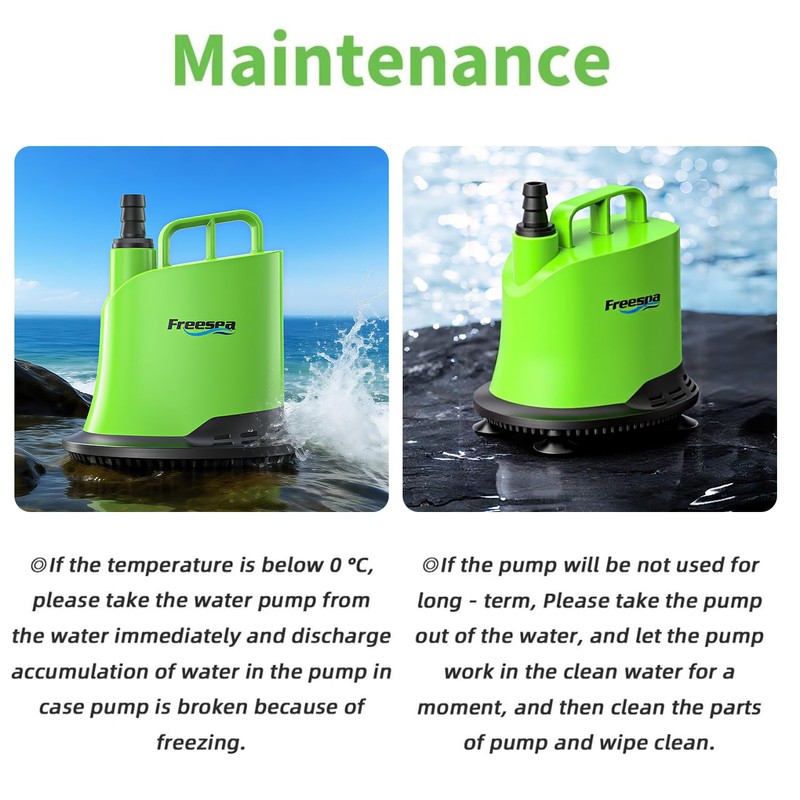 FREESEA Submersible Water Pump For Fountain: 900 GPH 60W Adjustable