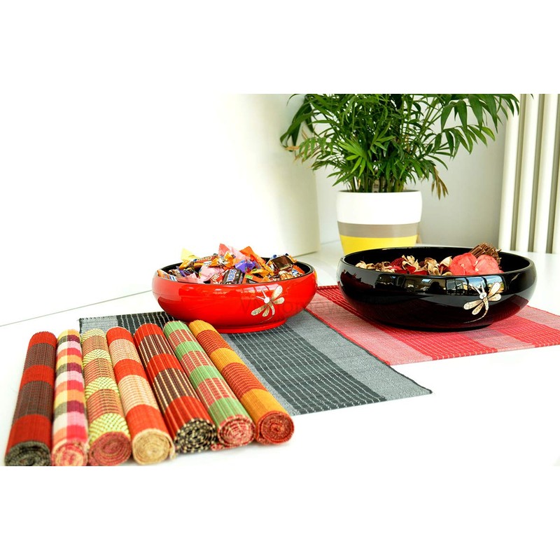 vnhomeware Bamboo Placemats Pack Of 6 Handmade Wooden Mats Eco