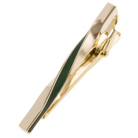 [TAVARAT] Tie Clip Tie Clips for Men Genuine Leather Tie Bar Tie Pin Limited color (light gold-dark green)