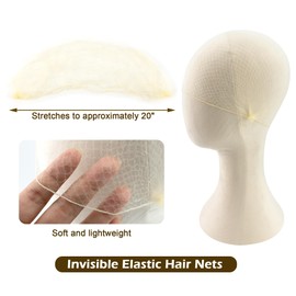 20 PCS Bun Hair Nets Women Stretchy Lightweight Elastic Edge Mesh Invisible Hairnets for Ballet Bun, Gymnastics, Dance, Sleeping, Kitchen Food Service (Blonde)