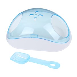 Ipetboom Small Pet Chinchilla Sand Bath House with Bathroom Scoop Portable Container for Hamster Relaxation and Fur Cleaning Random Scoop Color