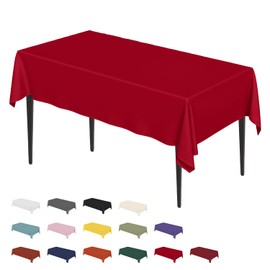 Horaldaily Red Rectangular Tablecloth 60×84 Inch, Stain and Wrinkle Resistant Washable Table Cloth, Decorative Polyester Table Cover for Party Picnic Dinner