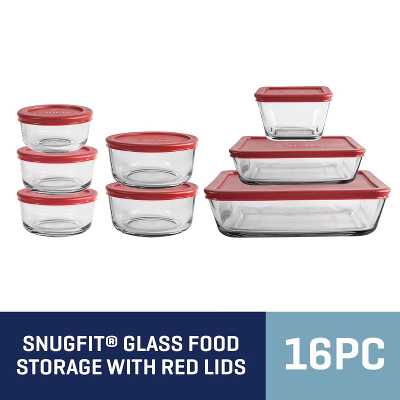 Anchor Hocking 16 Piece Glass Storage Containers with Lids (8