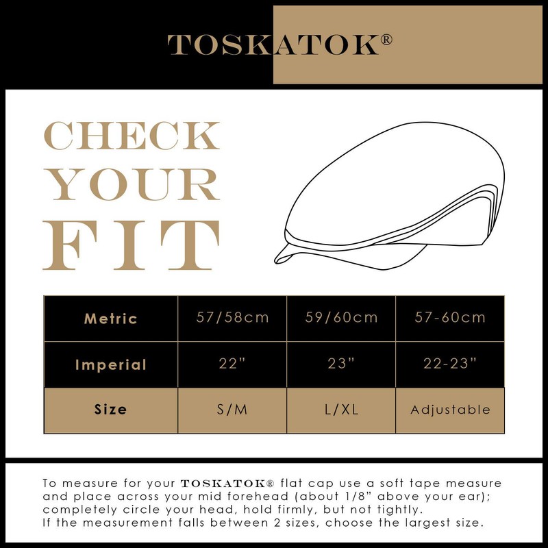 Toskatok® Flat Cap Men's Checked Wool Blend Tweed -