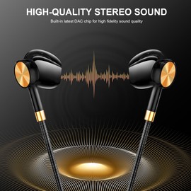 USB C Headphones Earbuds 3 Pack - USB C Earphones Noise Isolating, in-Ear Type C Ear Buds Wired with Microphone Heavy Bass Compatible with Phones, Android and All TypeC Jack