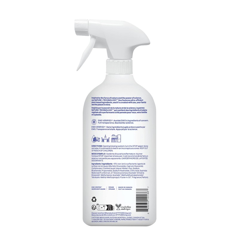 ATTITUDE All Purpose Cleaner Spray, EWG Verified, Vegan, Made with