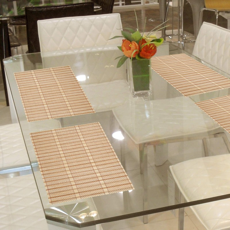 HOKIPO Reversible Bamboo Wooden Placemats for Dining Table Mats, Cream,
