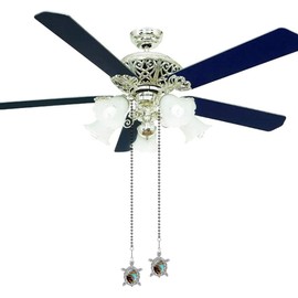 Ceiling Fan Pull Chain Extender, Sea Turtle Pull Chain Extension, 12 Inch Ceiling Fan Chain Ornament with Ball Connector, Fan Chain for Ceiling Fan Light Decoration(Silver)