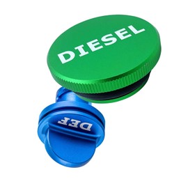 MACHSWON Magnetic Billet Aluminum Blue Diesel Exhaust Fluid Cap Fit for 2013-2023 Dodge Ram Cummins EcoDiesel 1500/2500/3500/4500/5500 Pick-up Truck DEF Cap & Green Fuel Cap