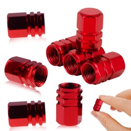 8Pcs Aluminum Tire Valve Caps, Car Tyre Valve Caps, Universal Tyre Dust Caps for Car Tyres for Motorcycle Cars (Red)