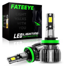 FateEye H11 LED Headlight Bulb,13000LM Super Bright LED Car Headlight Conversion Kit, 60W Top-Level Chip, Turbo Fan Desigh Halogen Headlight Replacement Temperature Control, 6500K, Plug and Play (H11)