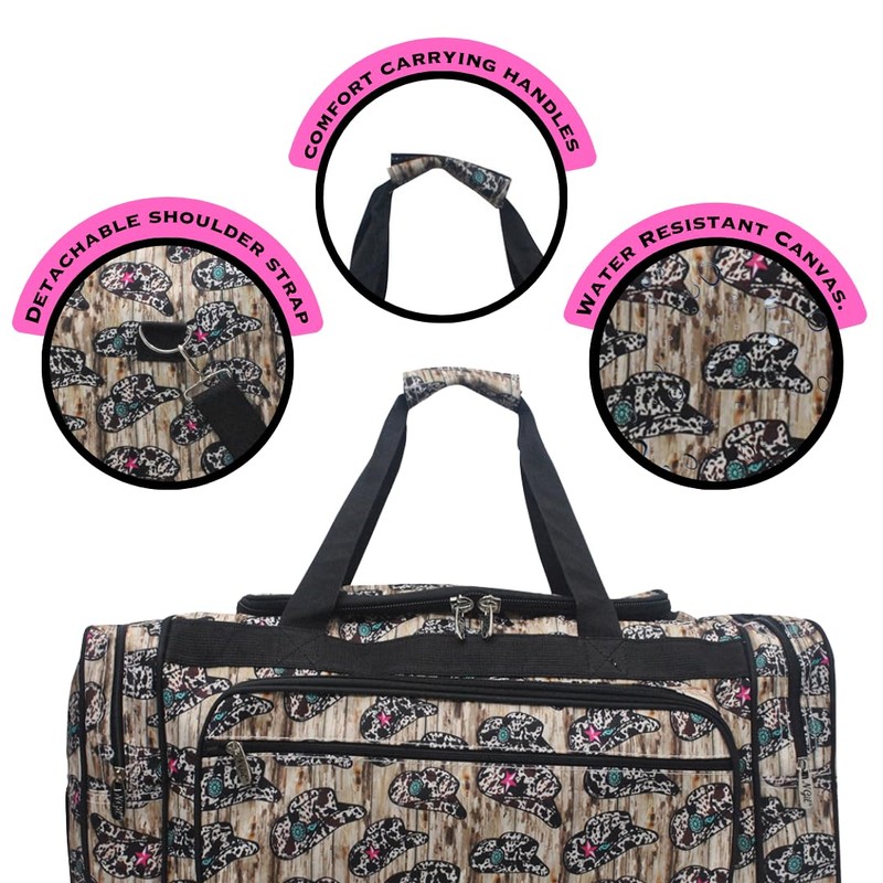 NGIL Canvas 20" inch Duffle Bag (Aztec Cow-Black)