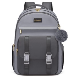 LOVEVOOK Cute Backpack Fit 15.6 Inch Laptop, Large College Travel Bag, Light Grey-Dark Grey