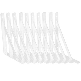 6 Inch Shelf Brackets, 10 Pack Heavy Duty L Brackets for Shelves, 90 Degree Triangle Metal Supports for DIY Floating Shelf with Screws ( White)