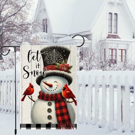 Let It Snow Garden Flag 12x18 Inch Double Sided,winter Snowman Snowflake Cardinal Christmas Garden Flags Yard Outdoor Decorative Farmhouse Flag