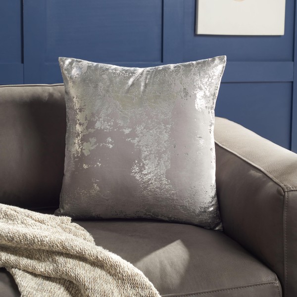 Safavieh Home Collection Isabelina 18-inch Grey/Silver Metallic Decorative Accent Pillow