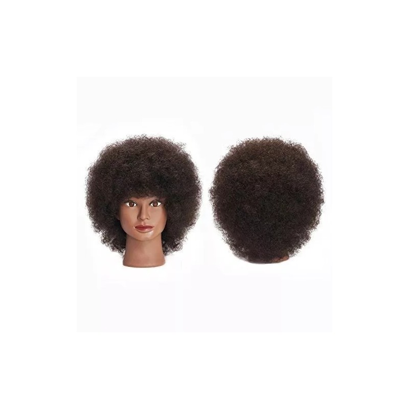 Training Head Cabeza De Maniqui Entrenamiento Cabello Natural Negro 25.4cm
