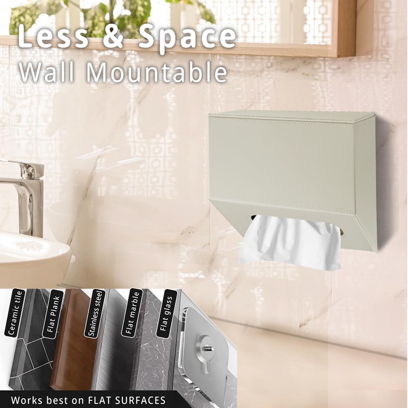Hand Towels Box Cover,PU Leather Wall-Mounted Tissue Box Cover Holder