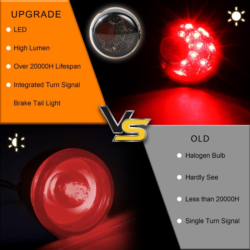 NTHREEAUTO Smoked Bullet LED Rear Turn Signals Integrated Brake Running