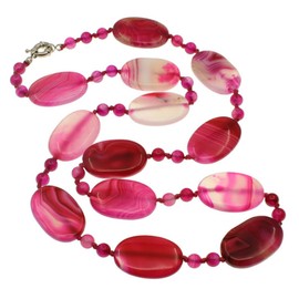 Treasure Bay FAB Women's Gemstone Necklace Chain With Spring Ring Clasp Presented in a Beautiful Jewellery Gift Box (Pink Rose agate)