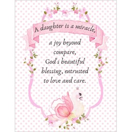 Greeting Card A Daughter Is A Miracle - God's Beautiful Blessing - Religious Congratulations Birth of Baby Girl Pregnancy Shower