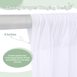 White Backdrop Curtains for Wedding: 4Pcs 5.3ft×10ft Photo Curtains Backdrop Drapes Fabric - Wedding Party Ceremony Stage Decor