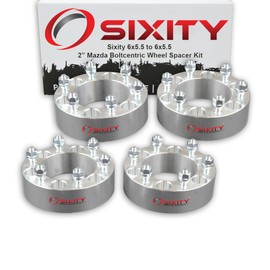 Sixity Auto 4 pc 2" 6x5.5 Wheel Spacers compatible with Mazda B2000 B2200 M12x1.5mm 1.25in Studs Lugs