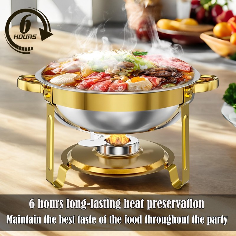 Allucky Chafing Dish Buffet Set: 5QT Round Stainless Steel Chafer