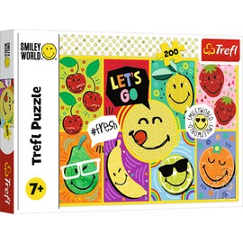 Trefl 13297 200 Pièces Sourire, Emotes, Puzzles Colorés avec Fruits, Divertissement Créatif, Amusant Pour les Enfants à partir de 7 ans, Smiley World, Happy Smiley
